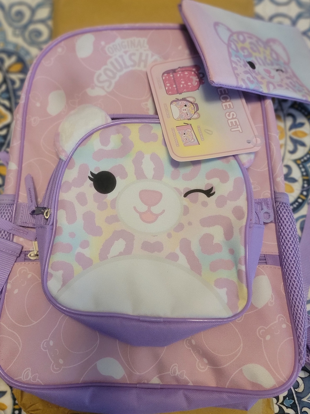 Squishmallows Kids Purple Leopard Plush Backpack - Cute Llama Design